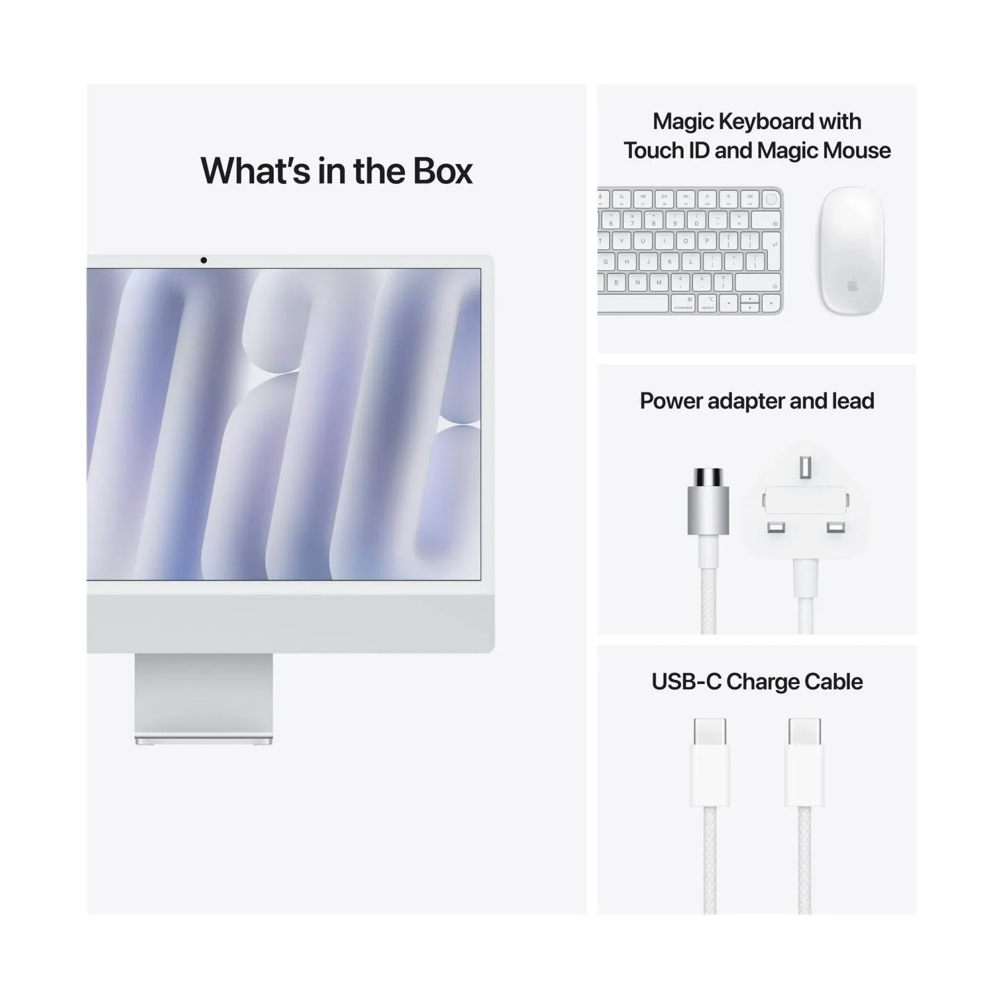 Apple iMac 24 inch: M4 10/10, 24GB, 512GB SSD - Silver