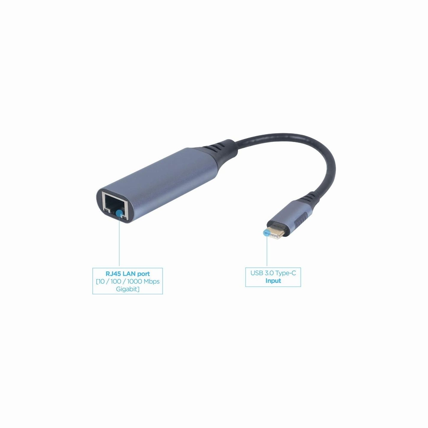 Gembird I/O ADAPTER USB-C TO LAN/GREY A-USB3C-LAN-01 GEMBIRD