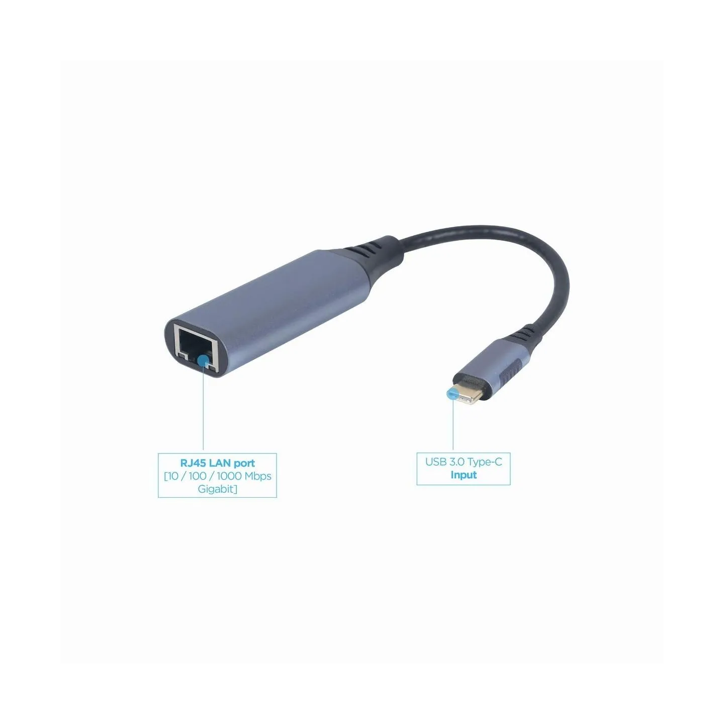 Gembird I/O ADAPTER USB-C TO LAN/GREY A-USB3C-LAN-01 GEMBIRD