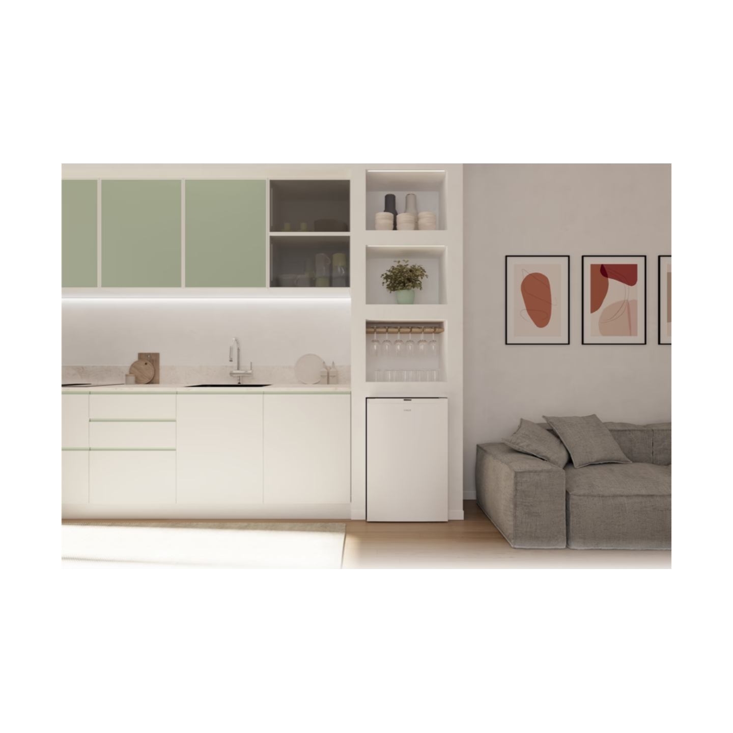 Candy Refrigerator | CNOQ2S58EW | Energy efficiency class E | Free standing | Larder | Height 85 cm | Fridge net capacity 100 L 
