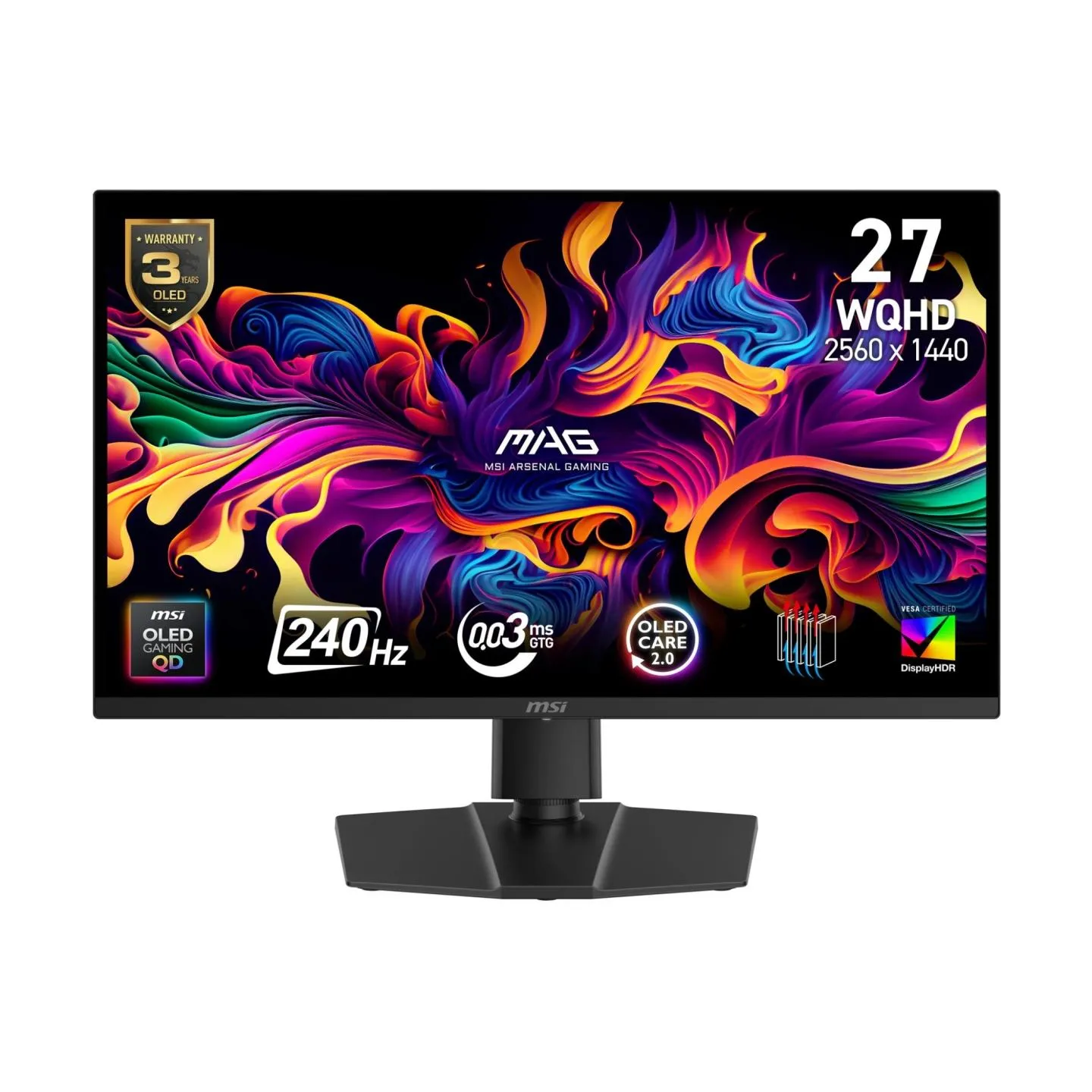 MSI Monitor MAG 271QP QD-OLED X 24/26.5 inches/FLAT/QD-LED/WQHD/240Hz/Black
