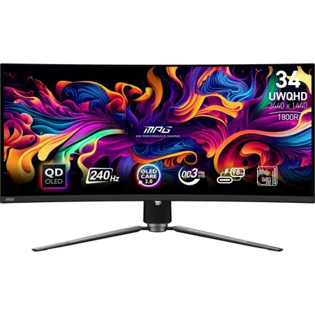 MSI Monitor MPG 341CQPX QD-OLED 34 inches/LED/UWQHD/Curved/240Hz/Black