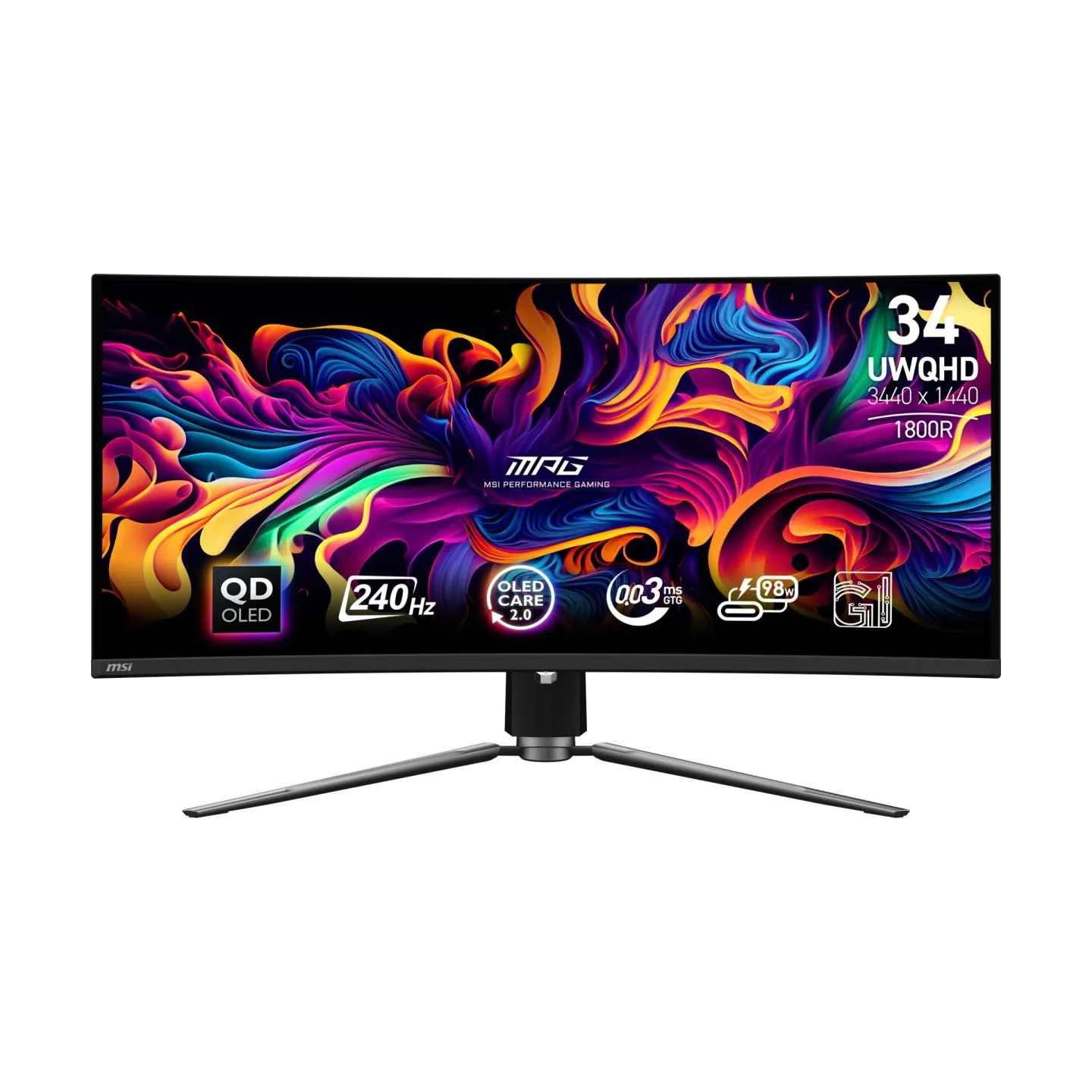 MSI Monitor MPG 341CQPX QD-OLED 34 inches/LED/UWQHD/Curved/240Hz/Black