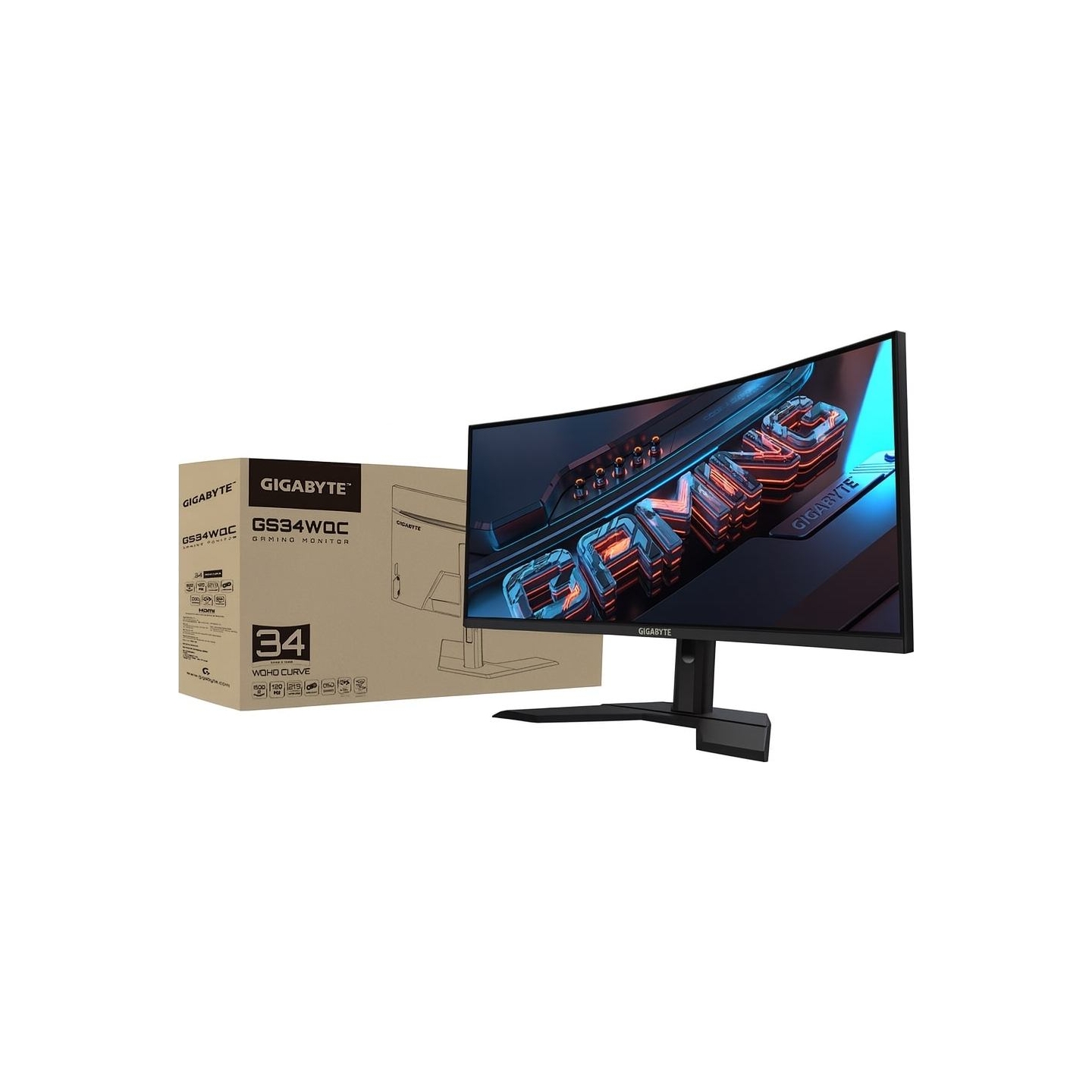 Gigabyte | GS34WQC A | 34 " | SS VA | WQHD | 120 Hz | 1 ms | 3440 x 1440 pixels | 300 cd/m² | HDMI ports quantity 1