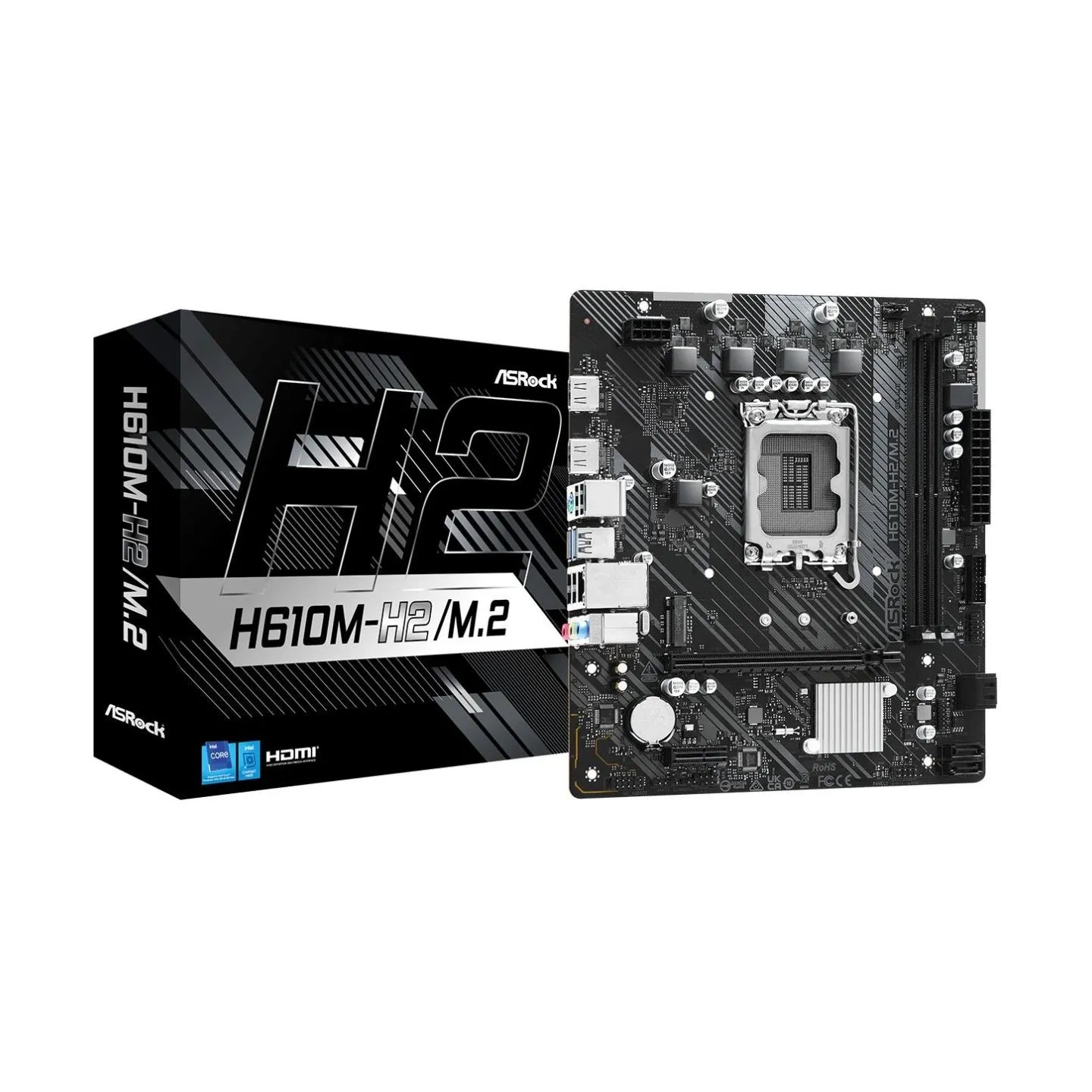 Asrock Mainboard|ASROCK|Intel H610|LGA1700|Micro-ATX|Memory DDR4|Memory slots 2|1xPCI-Express 3.0 1x|1xPCI-Express 4.0 16x|1xM.2
