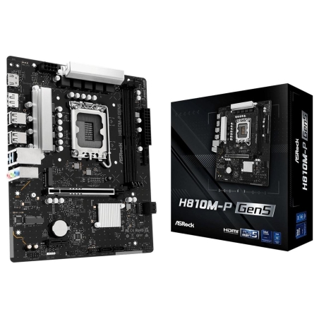 Asrock Mainboard|ASROCK|Intel H810|LGA 1851 (Socket V1)|micro ATX|RAM DDR5-SDRAM|2xSlots|1xNumber of M.2 (M) slots|H810M-PGEN5