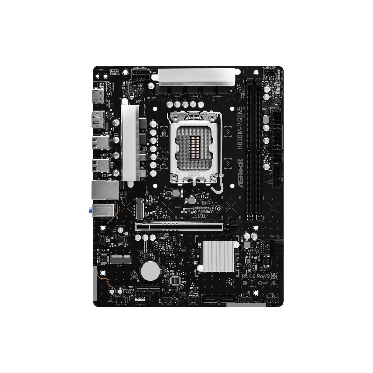 Asrock Mainboard|ASROCK|Intel H810|LGA 1851 (Socket V1)|micro ATX|RAM DDR5-SDRAM|2xSlots|1xNumber of M.2 (M) slots|H810M-PGEN5