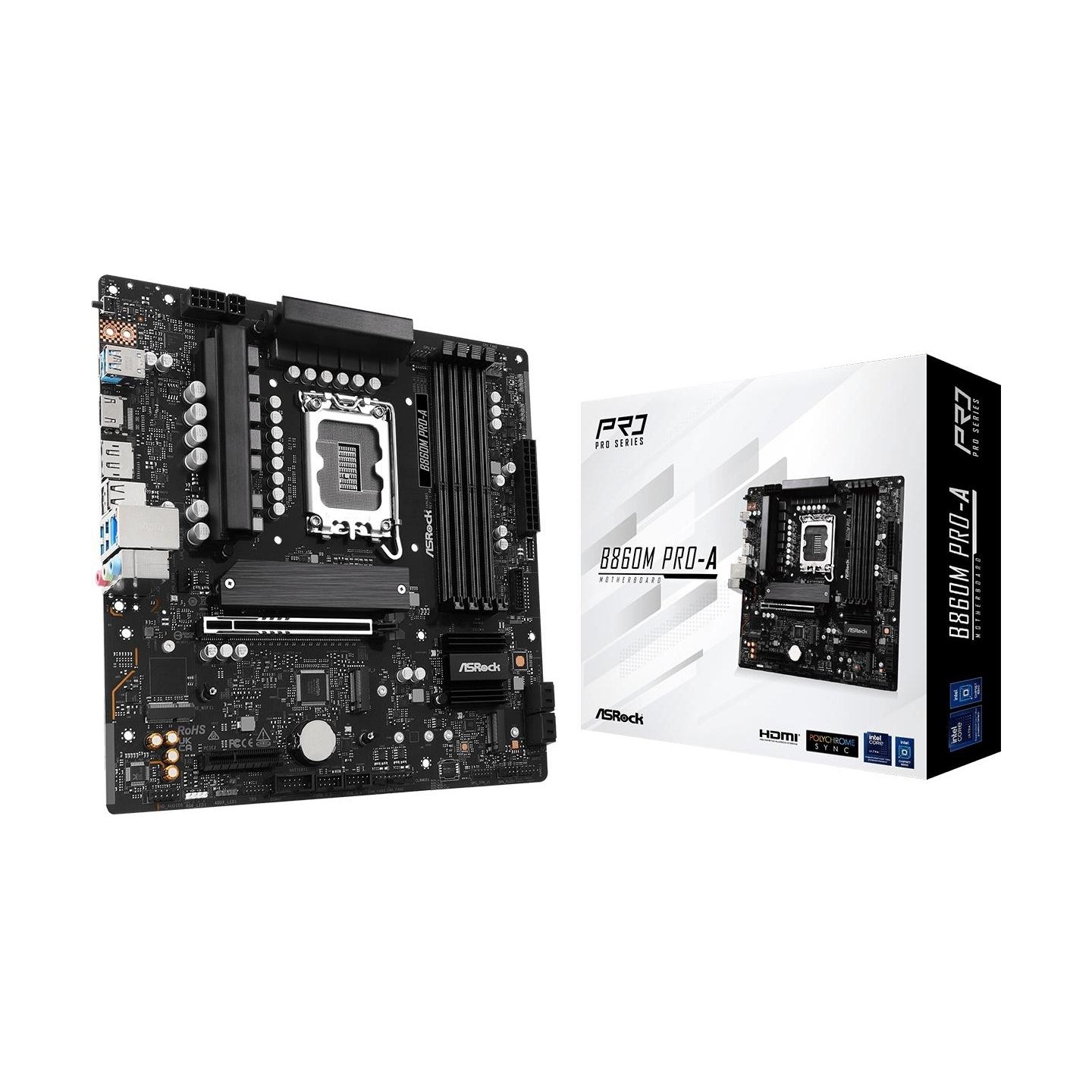 Asrock Mainboard|ASROCK|Intel B860|LGA 1851 (Socket V1)|micro ATX|RAM DDR5-SDRAM|4xSlots|3xNumber of M.2 (M) slots|B860MPRO-A