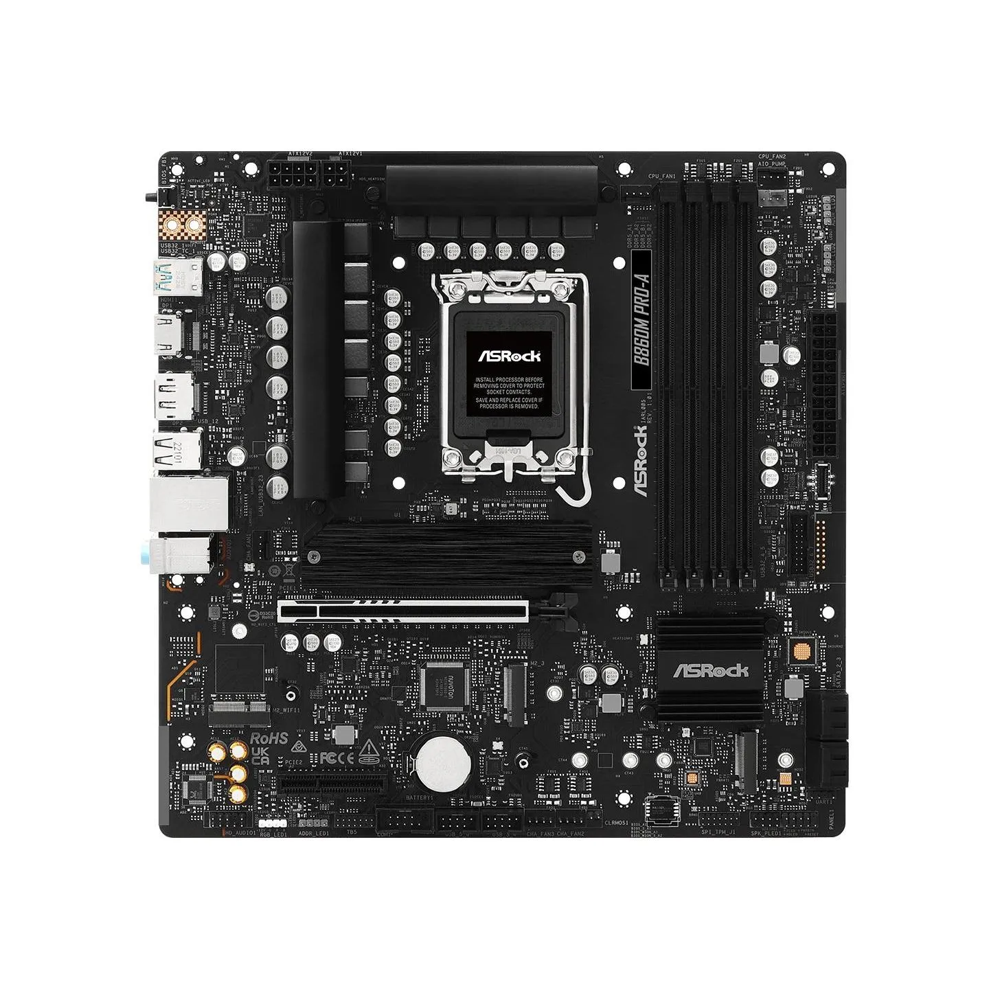 Asrock Mainboard|ASROCK|Intel B860|LGA 1851 (Socket V1)|micro ATX|RAM DDR5-SDRAM|4xSlots|3xNumber of M.2 (M) slots|B860MPRO-A