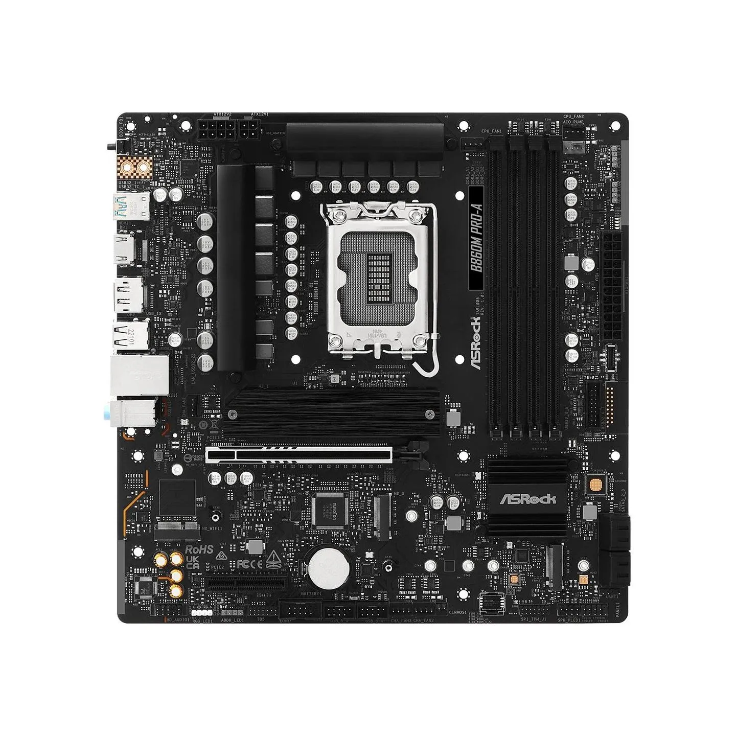 Asrock Mainboard|ASROCK|Intel B860|LGA 1851 (Socket V1)|micro ATX|RAM DDR5-SDRAM|4xSlots|3xNumber of M.2 (M) slots|B860MPRO-A