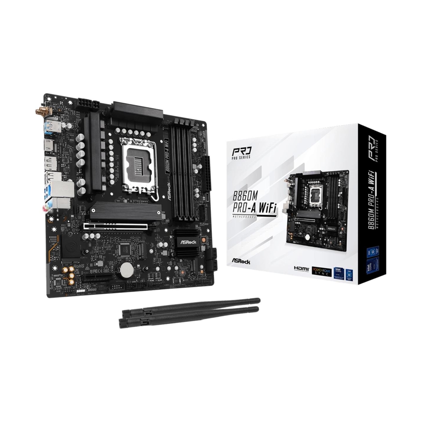 Asrock Mainboard|ASROCK|Intel B860 Express|LGA1851|Micro-ATX|Memory DDR5|Memory slots 4|B860MPRO-AWIFI
