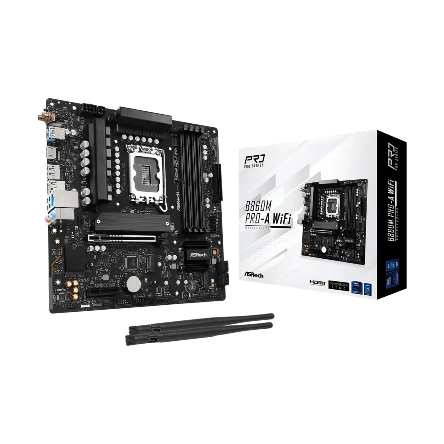 Asrock Mainboard|ASROCK|Intel B860 Express|LGA1851|Micro-ATX|Memory DDR5|Memory slots 4|B860MPRO-AWIFI
