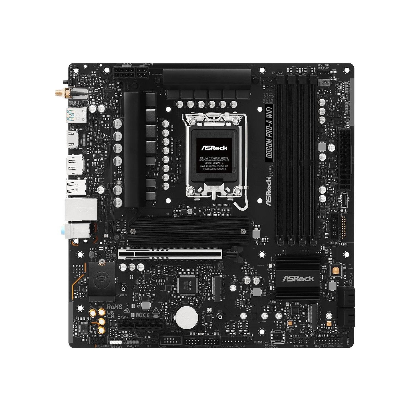 Asrock Mainboard|ASROCK|Intel B860 Express|LGA1851|Micro-ATX|Memory DDR5|Memory slots 4|B860MPRO-AWIFI