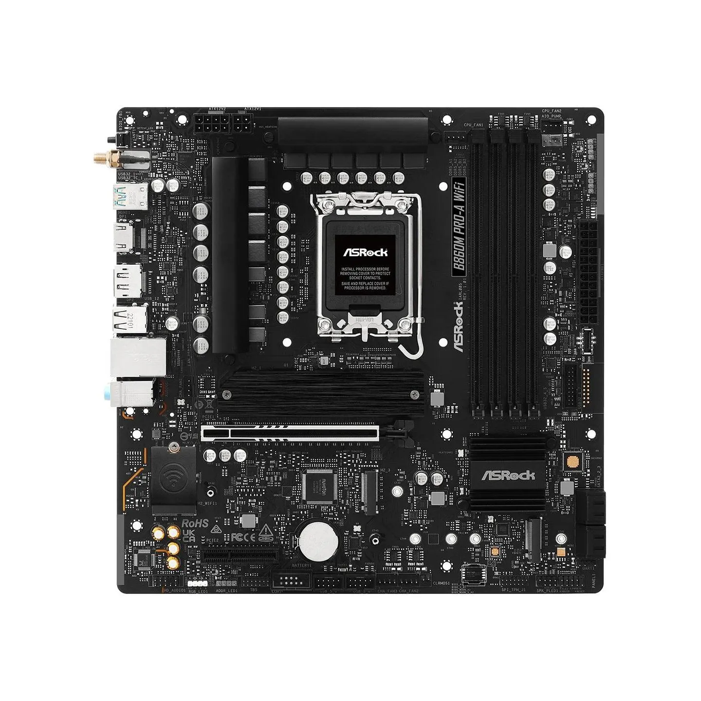 Asrock Mainboard|ASROCK|Intel B860 Express|LGA1851|Micro-ATX|Memory DDR5|Memory slots 4|B860MPRO-AWIFI
