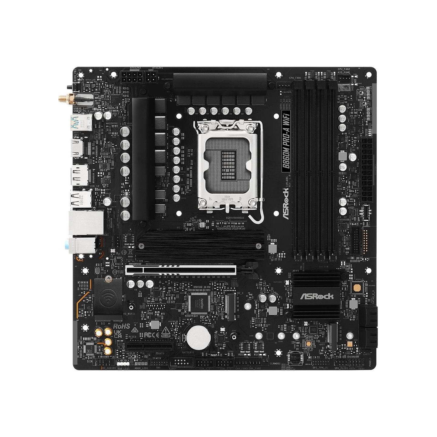 Asrock Mainboard|ASROCK|Intel B860 Express|LGA1851|Micro-ATX|Memory DDR5|Memory slots 4|B860MPRO-AWIFI