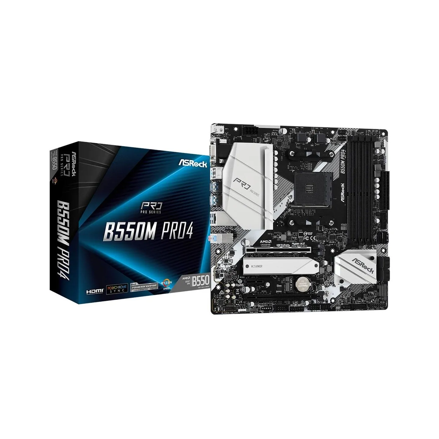Asrock Mainboard|ASROCK|AMD B550|SAM4|MicroATX|1xPCI-Express 3.0 1x|1xPCI-Express 3.0 16x|1xM.2|1xPCI-Express 4.0 16x|Memory DDR