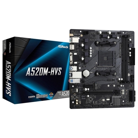Asrock Mainboard|ASROCK|AMD A520|SAM4|Micro-ATX|Memory DDR4|Memory slots 2|1xPCI-Express 3.0 1x|1xPCI-Express 3.0 16x|1xM.2|1x15