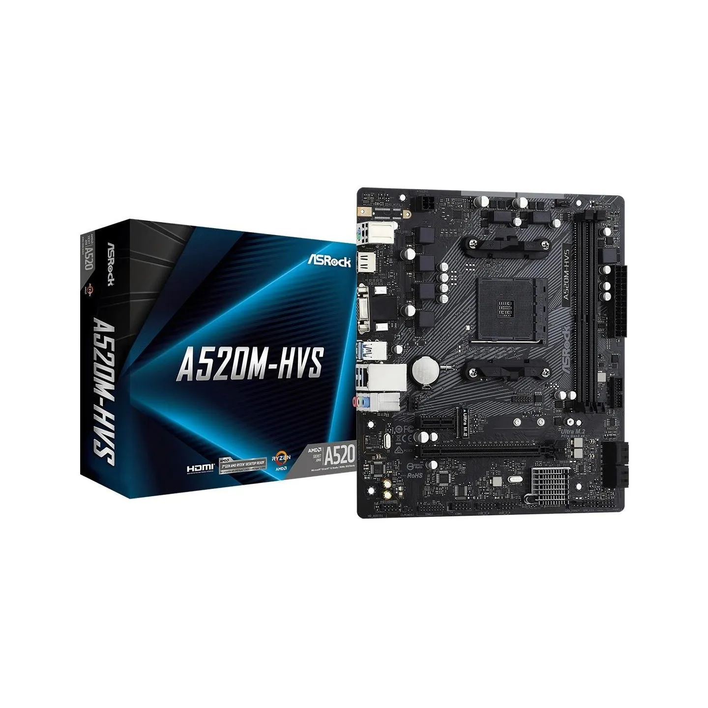 Asrock Mainboard|ASROCK|AMD A520|SAM4|Micro-ATX|Memory DDR4|Memory slots 2|1xPCI-Express 3.0 1x|1xPCI-Express 3.0 16x|1xM.2|1x15