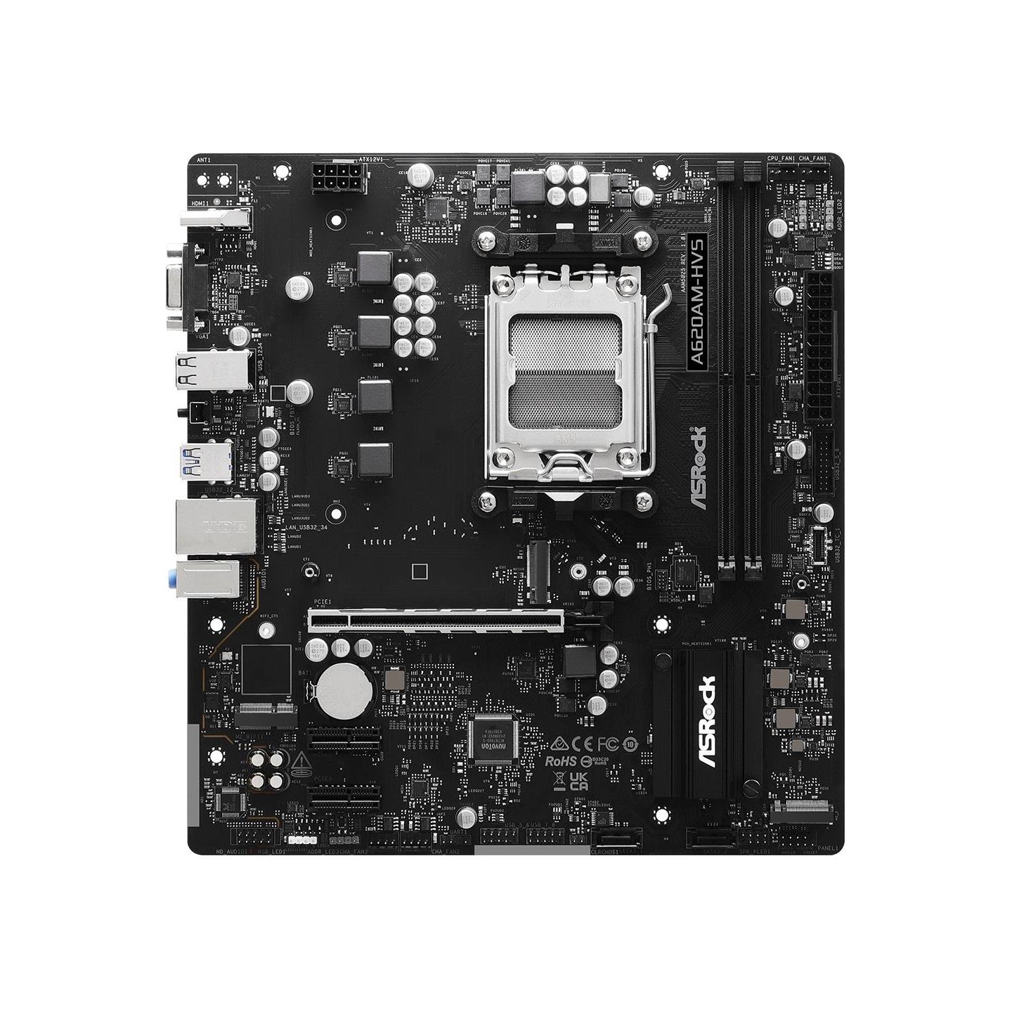 Asrock Mainboard|ASROCK|AMD A620A|micro ATX|RAM DDR5-SDRAM|2xSlots|A620AM-HVS