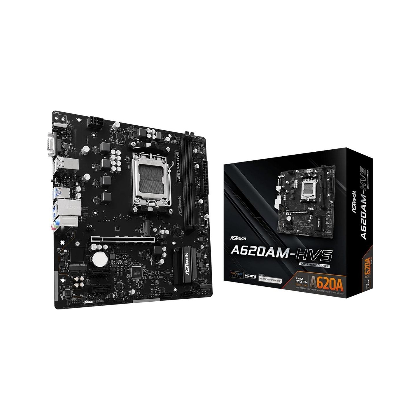Asrock Mainboard|ASROCK|AMD A620A|micro ATX|RAM DDR5-SDRAM|2xSlots|A620AM-HVS