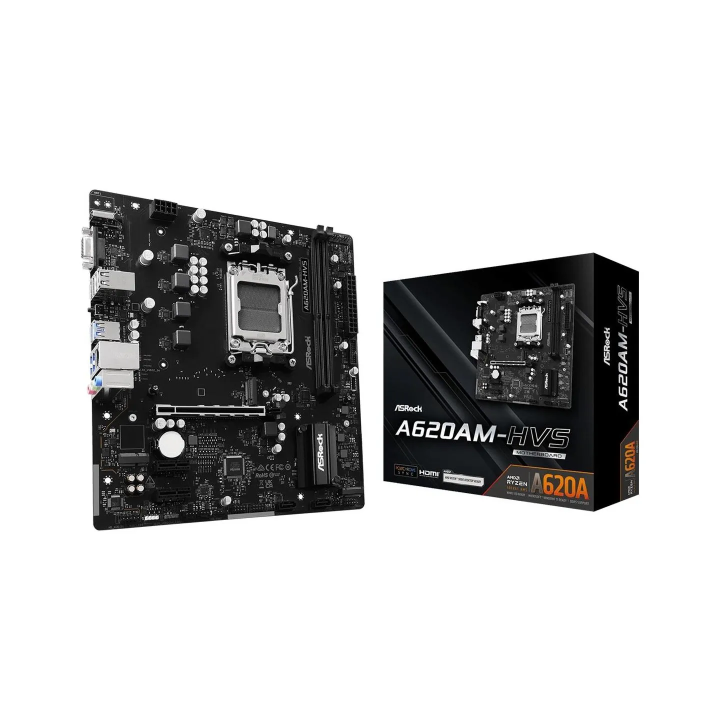Asrock Mainboard|ASROCK|AMD A620A|micro ATX|RAM DDR5-SDRAM|2xSlots|A620AM-HVS