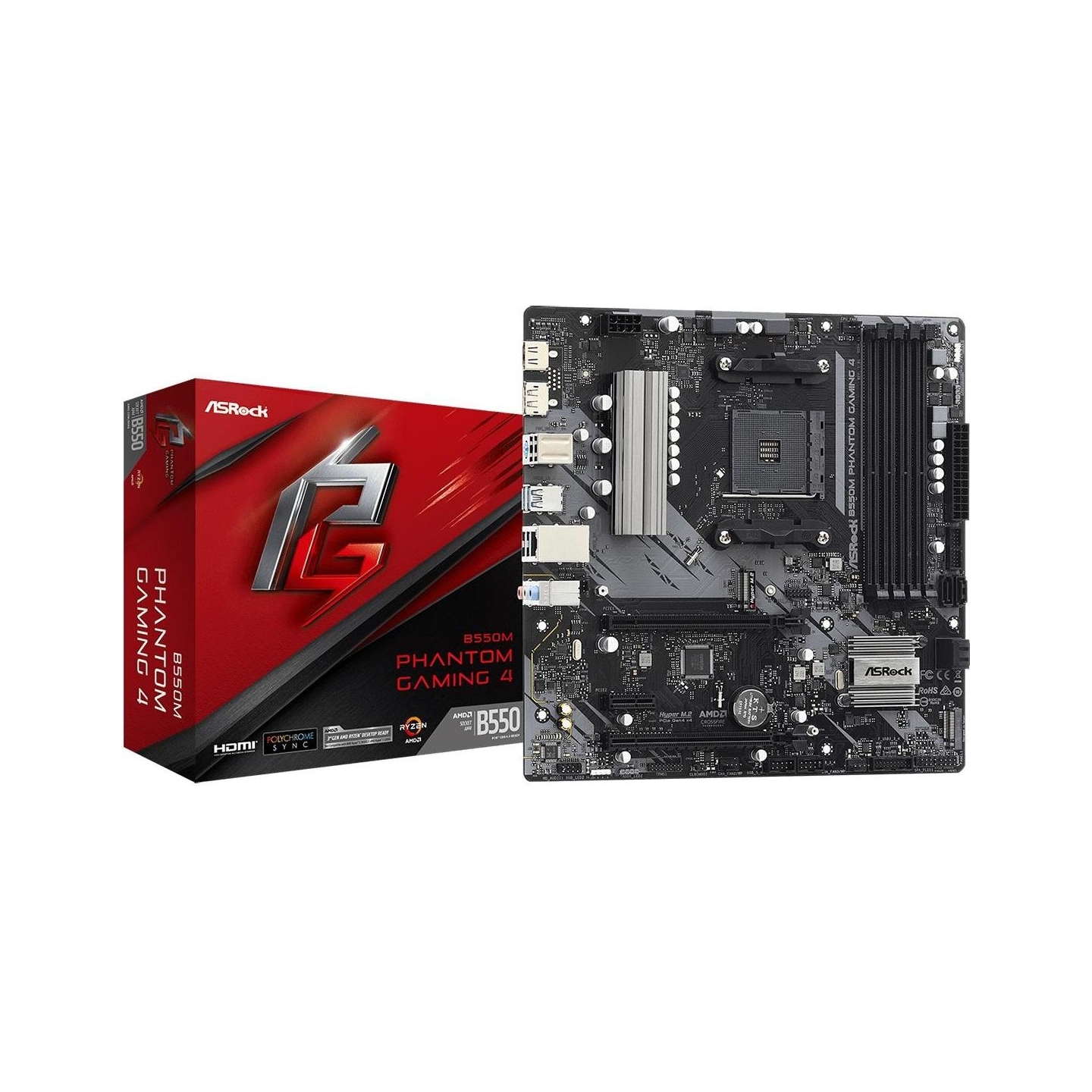Asrock Mainboard|ASROCK|AMD B550|SAM4|MicroATX|1xPCI-Express 3.0 1x|1xPCI-Express 3.0 4x|2xM.2|1xPCI-Express 4.0 16x|Memory DDR4
