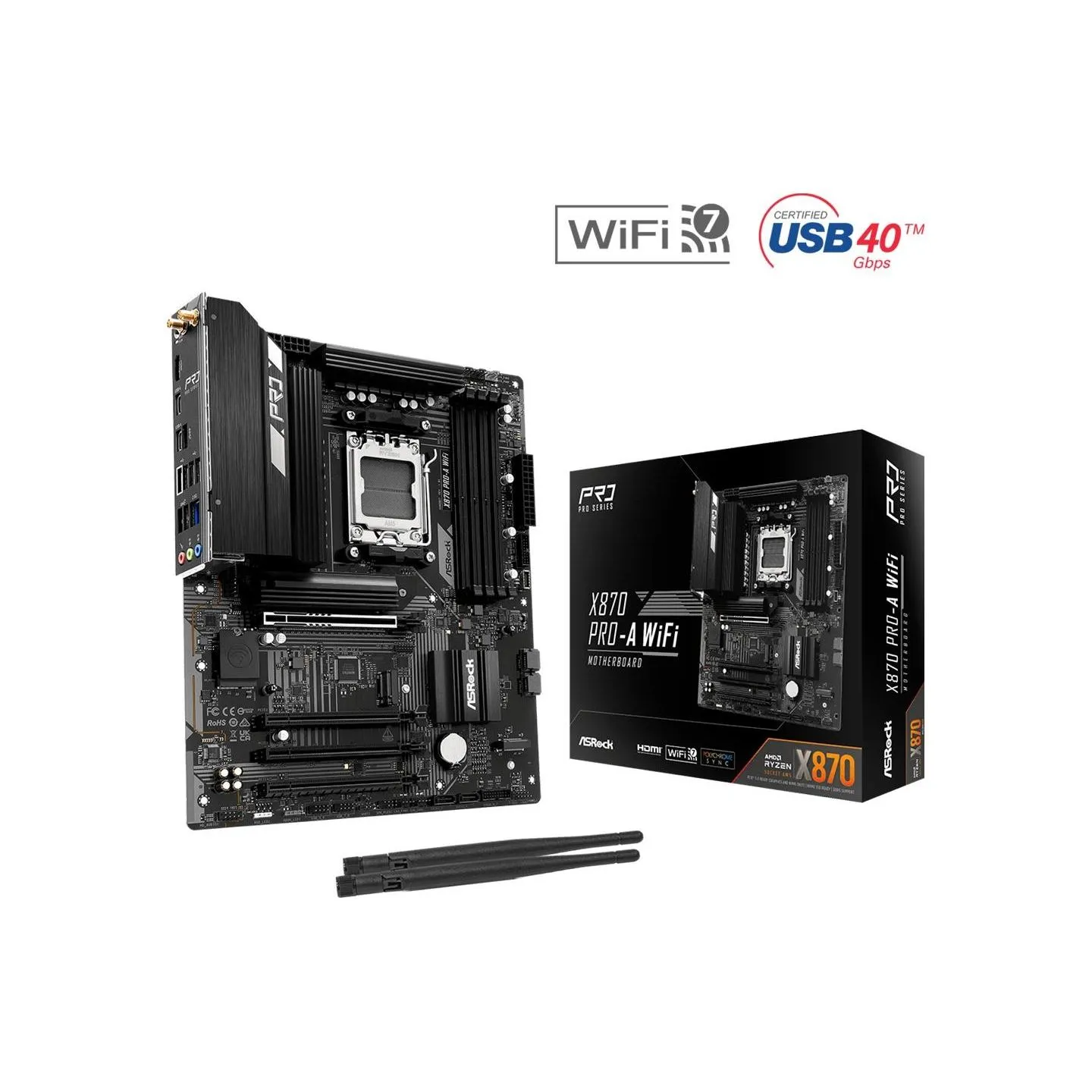 Asrock Mainboard|ASROCK|AMD X870|SAM5|ATX|Memory DDR5|Memory slots 4|X870PRO-AWIFI