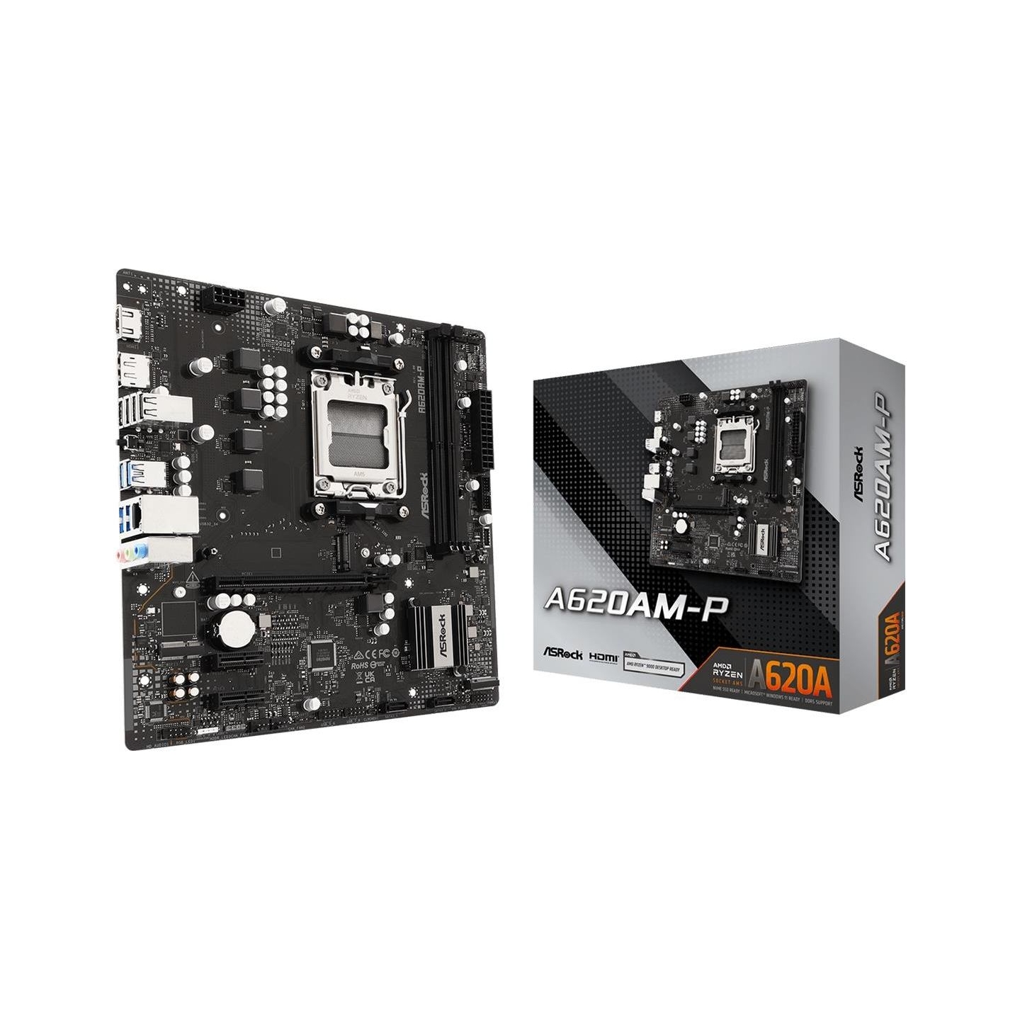 Asrock Mainboard|ASROCK|AMD A620A|Socket AM5|micro ATX|RAM DDR5-SDRAM|2xSlots|1xNumber of M.2 (M) slots|A620AM-P