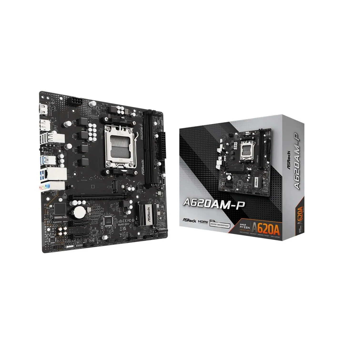 Asrock Mainboard|ASROCK|AMD A620A|Socket AM5|micro ATX|RAM DDR5-SDRAM|2xSlots|1xNumber of M.2 (M) slots|A620AM-P