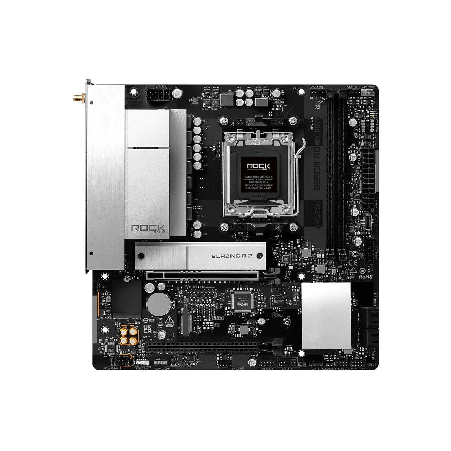 Asrock Mainboard|ASROCK|AMD B850|Socket AM5|micro ATX|RAM DDR5-SDRAM|2xSlots|Wi-Fi Yes|Bluetooth Yes|1xNumber of M.2 (M) slots|B