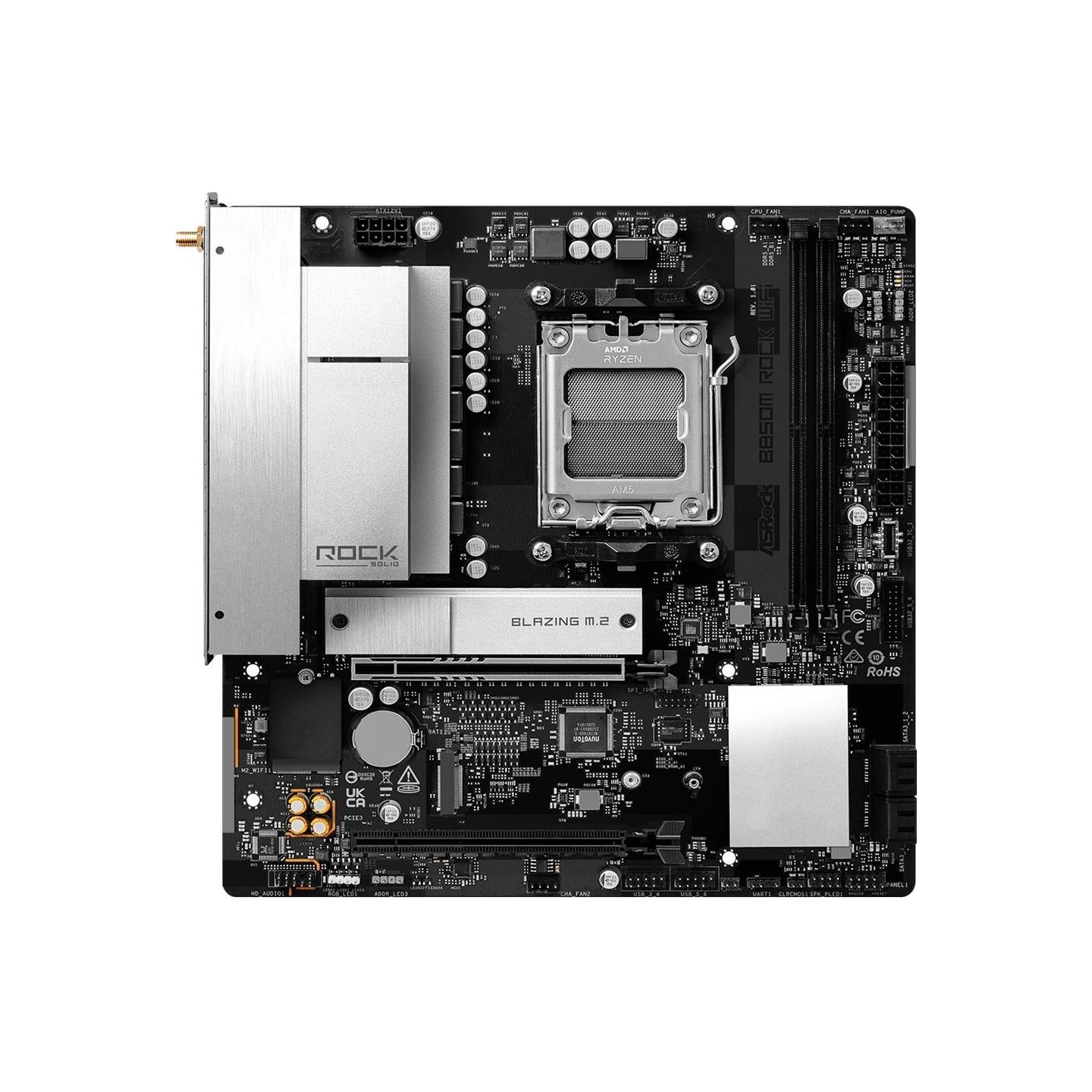 Asrock Mainboard|ASROCK|AMD B850|Socket AM5|micro ATX|RAM DDR5-SDRAM|2xSlots|Wi-Fi Yes|Bluetooth Yes|1xNumber of M.2 (M) slots|B