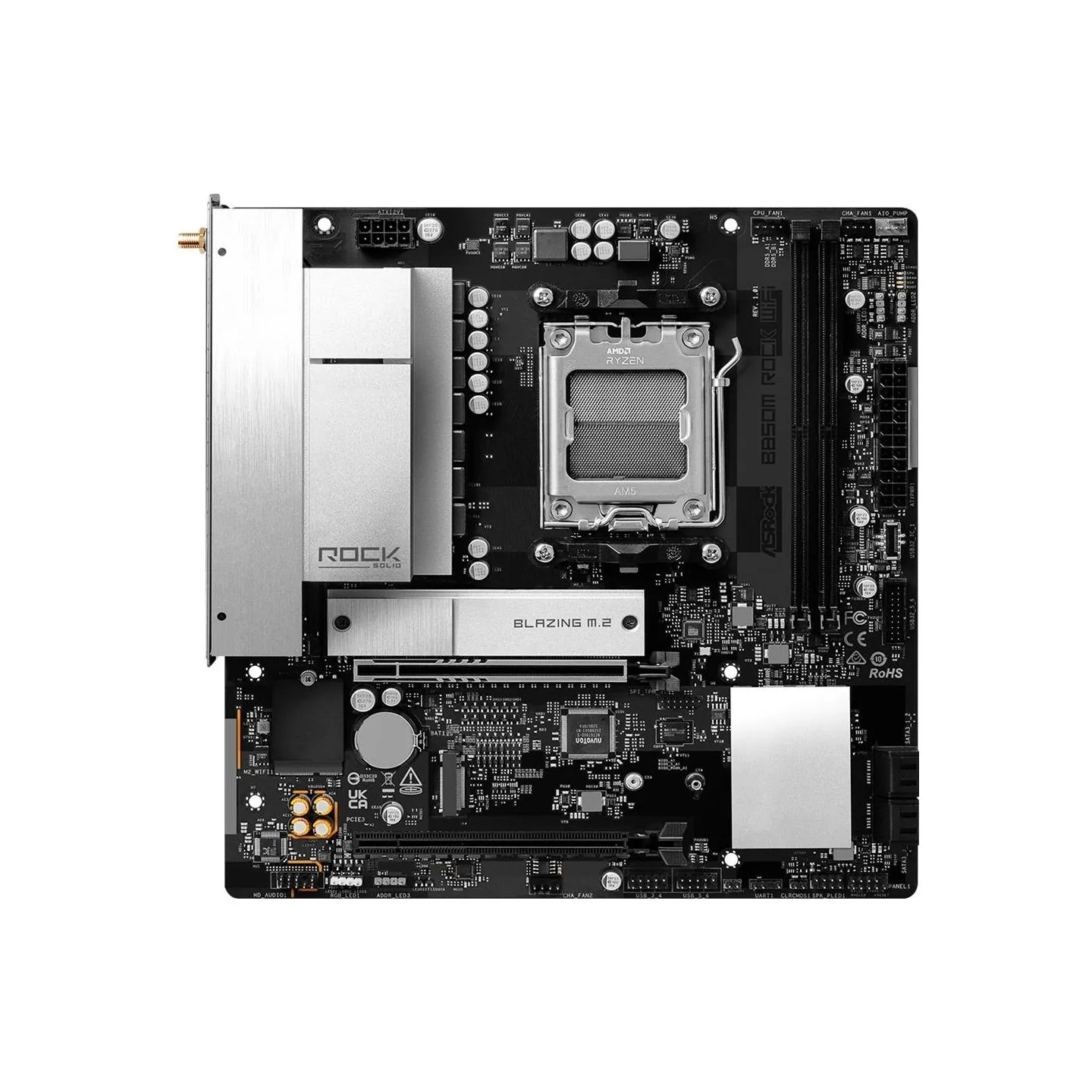 Asrock Mainboard|ASROCK|AMD B850|Socket AM5|micro ATX|RAM DDR5-SDRAM|2xSlots|Wi-Fi Yes|Bluetooth Yes|1xNumber of M.2 (M) slots|B