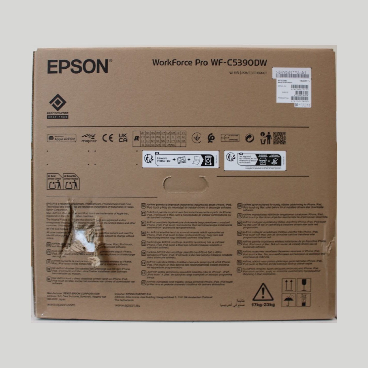 Epson WorkForce Pro WF-C5390DW |  Epson | WorkForce Pro | WF-C5390DW | Inkjet | Colour | Inkjet Printer | A4 | Wi-Fi | DAMAGED P