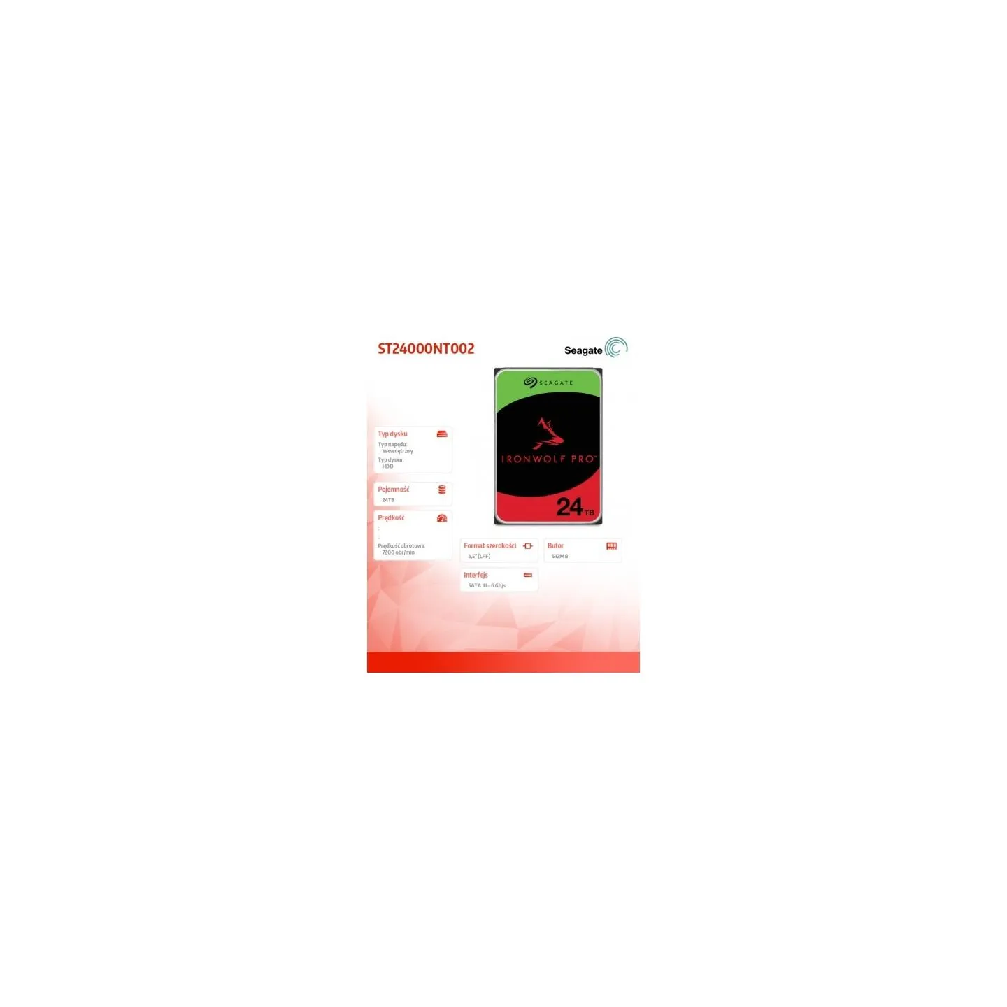 Seagate IronWolf Pro 24TB 3,5 SATA ST24000NT002