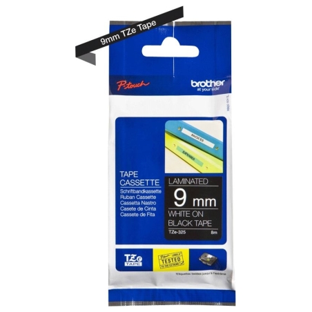 Brother TZE325 tape white/black 9mm 8m