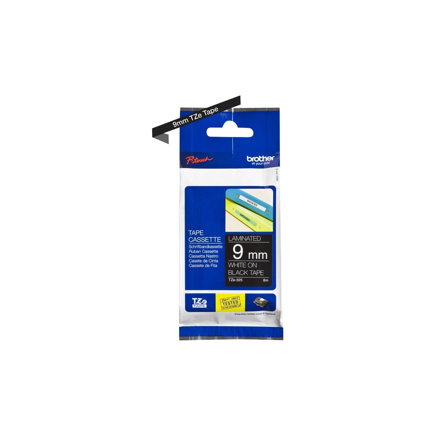 Brother TZE325 tape white/black 9mm 8m
