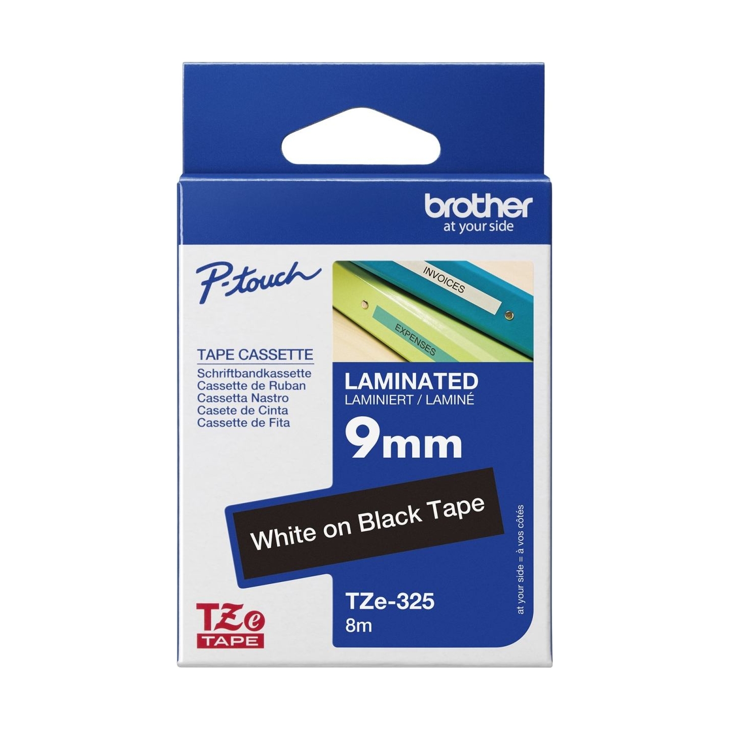 Brother TZE325 tape white/black 9mm 8m