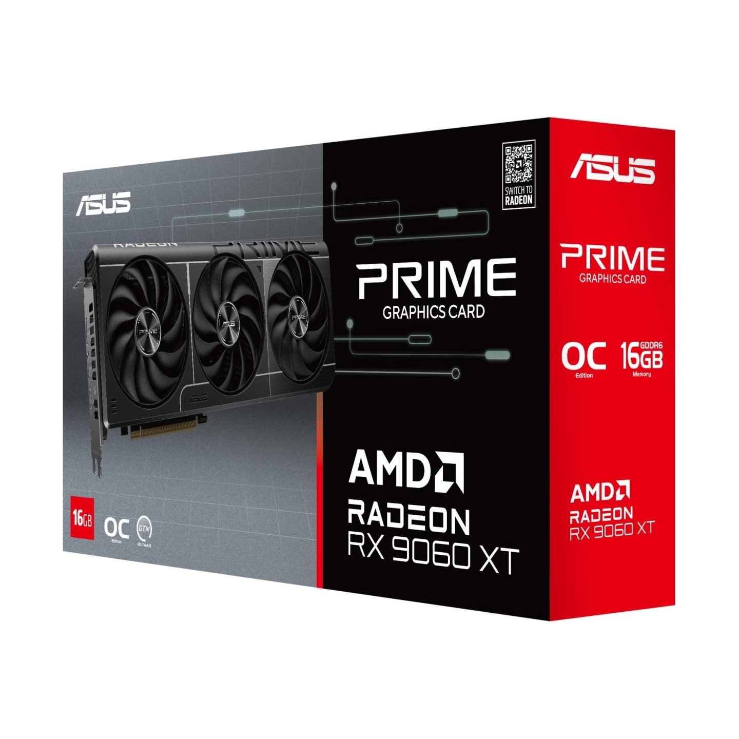 Asus Graphics Card|ASUS|AMD Radeon RX 9060 XT|16 GB|GDDR6|128 bit|PCIE 5.0 16x|Triple slot Fansink|1xHDMI|2xDisplayPort|PRIME-RX