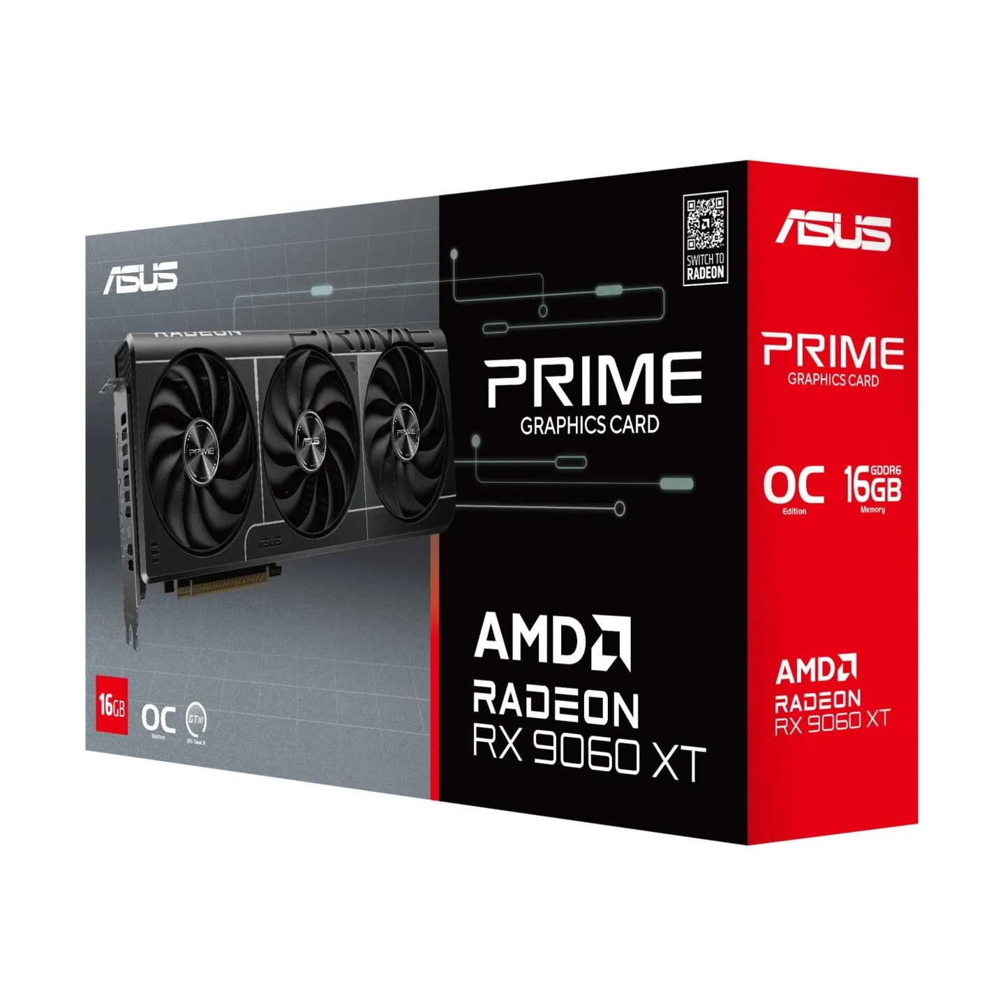 Asus Graphics Card|ASUS|AMD Radeon RX 9060 XT|16 GB|GDDR6|128 bit|PCIE 5.0 16x|Triple slot Fansink|1xHDMI|2xDisplayPort|PRIME-RX