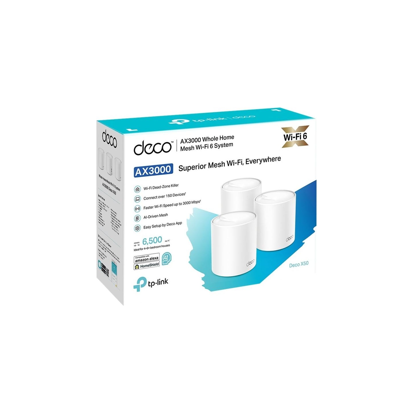 Tp-Link Deco X50 (3-pack) AX3000 Whole Home Mesh Wi-Fi 6 System | TP-LINK | Whole Home Mesh Wi-Fi 6 System | Deco X50 (3-pack) |