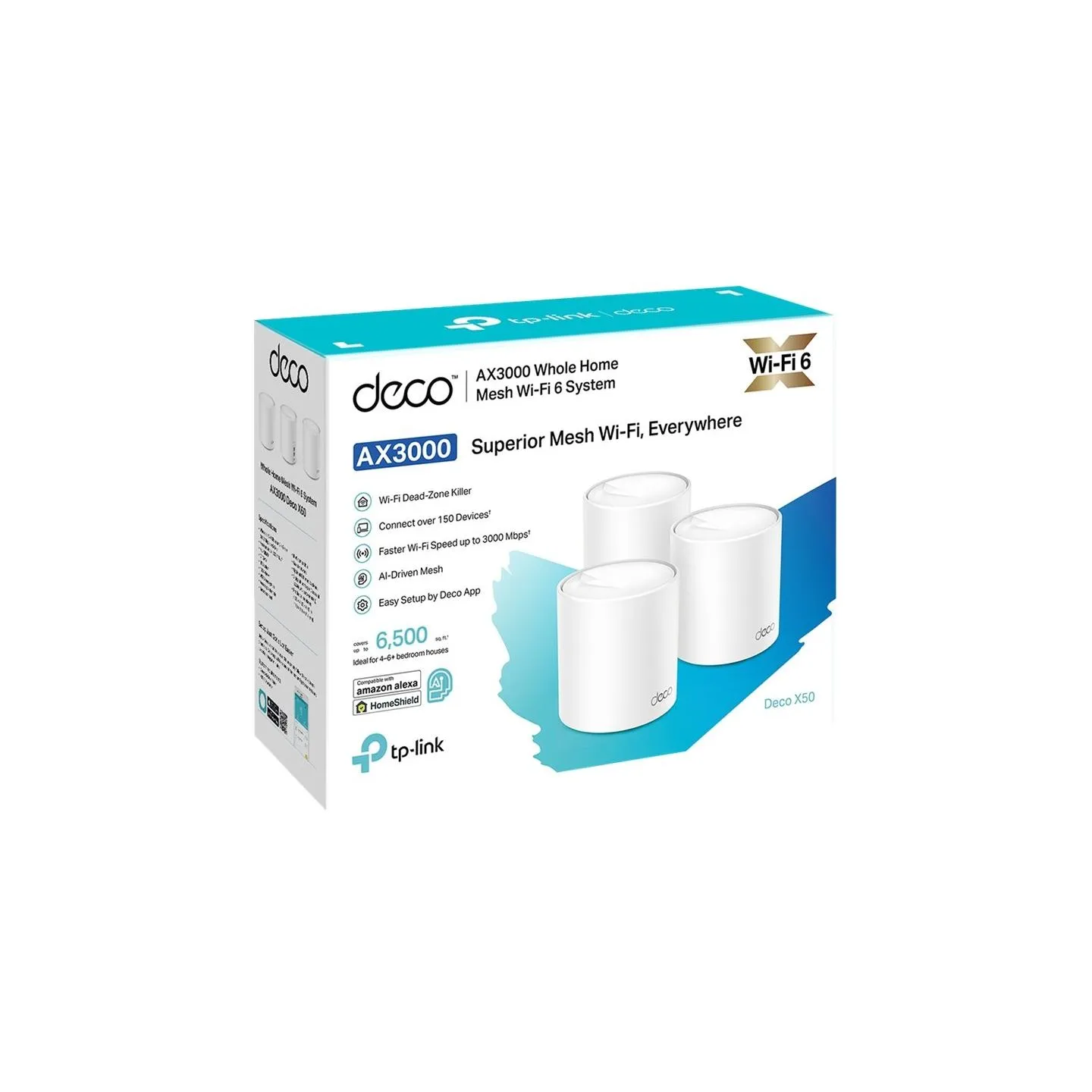 Tp-Link Deco X50 (3-pack) AX3000 Whole Home Mesh Wi-Fi 6 System | TP-LINK | Whole Home Mesh Wi-Fi 6 System | Deco X50 (3-pack) |