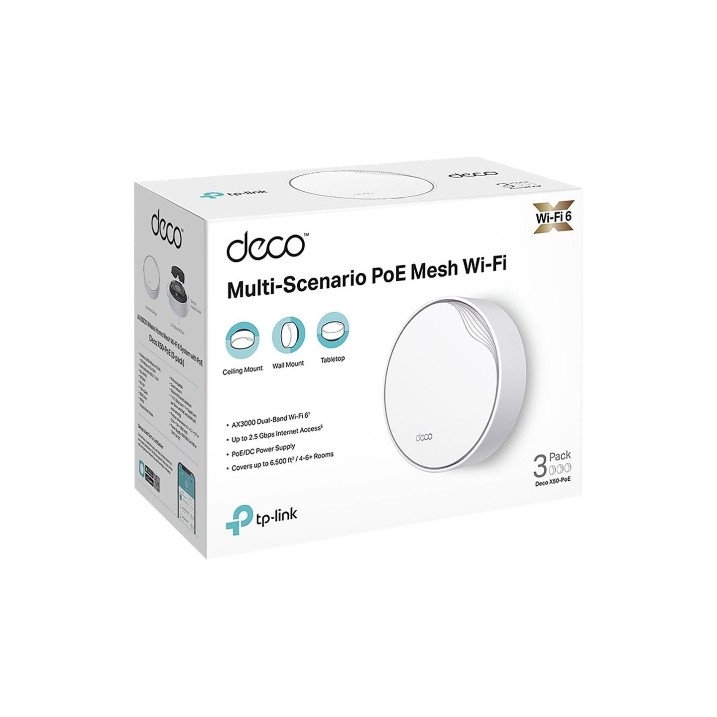 Tp-Link Deco X50 (3-pack) AX3000 Whole Home Mesh Wi-Fi 6 System | TP-LINK | Whole Home Mesh Wi-Fi 6 System | Deco X50 (3-pack) |