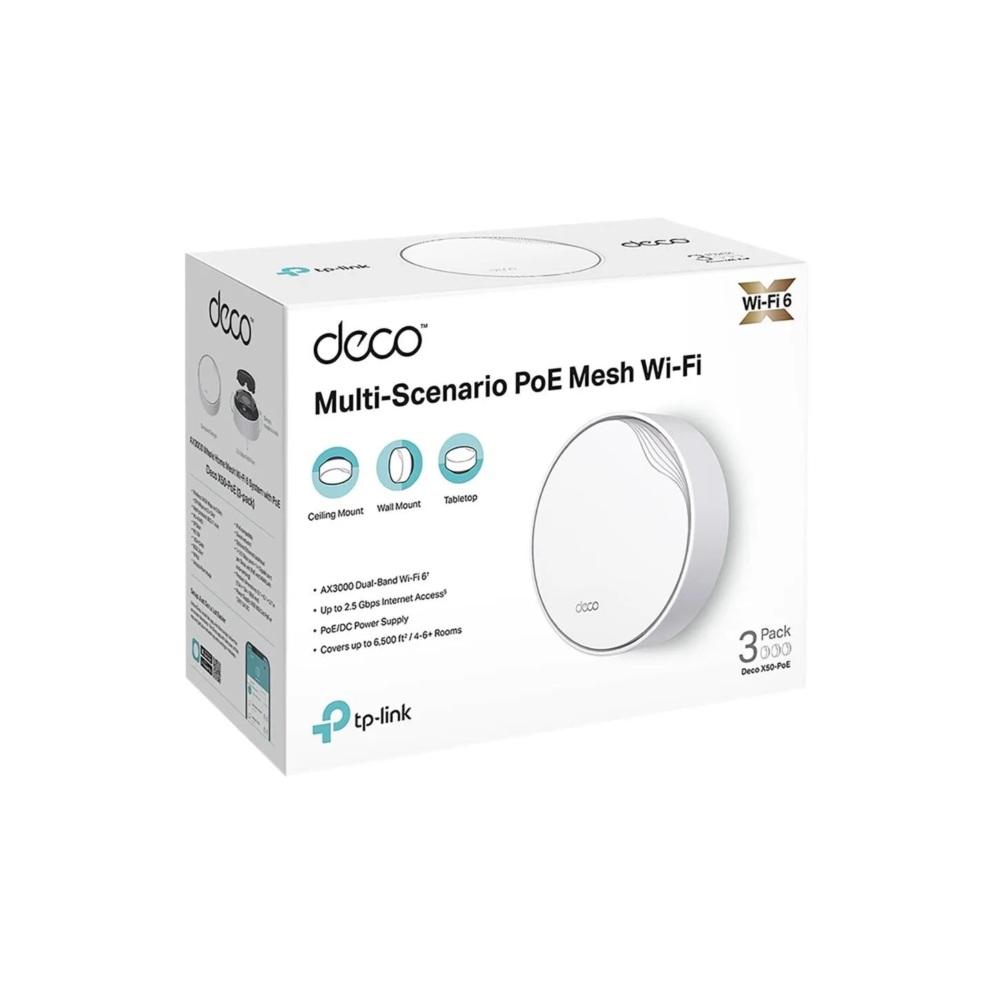 Tp-Link Deco X50 (3-pack) AX3000 Whole Home Mesh Wi-Fi 6 System | TP-LINK | Whole Home Mesh Wi-Fi 6 System | Deco X50 (3-pack) |