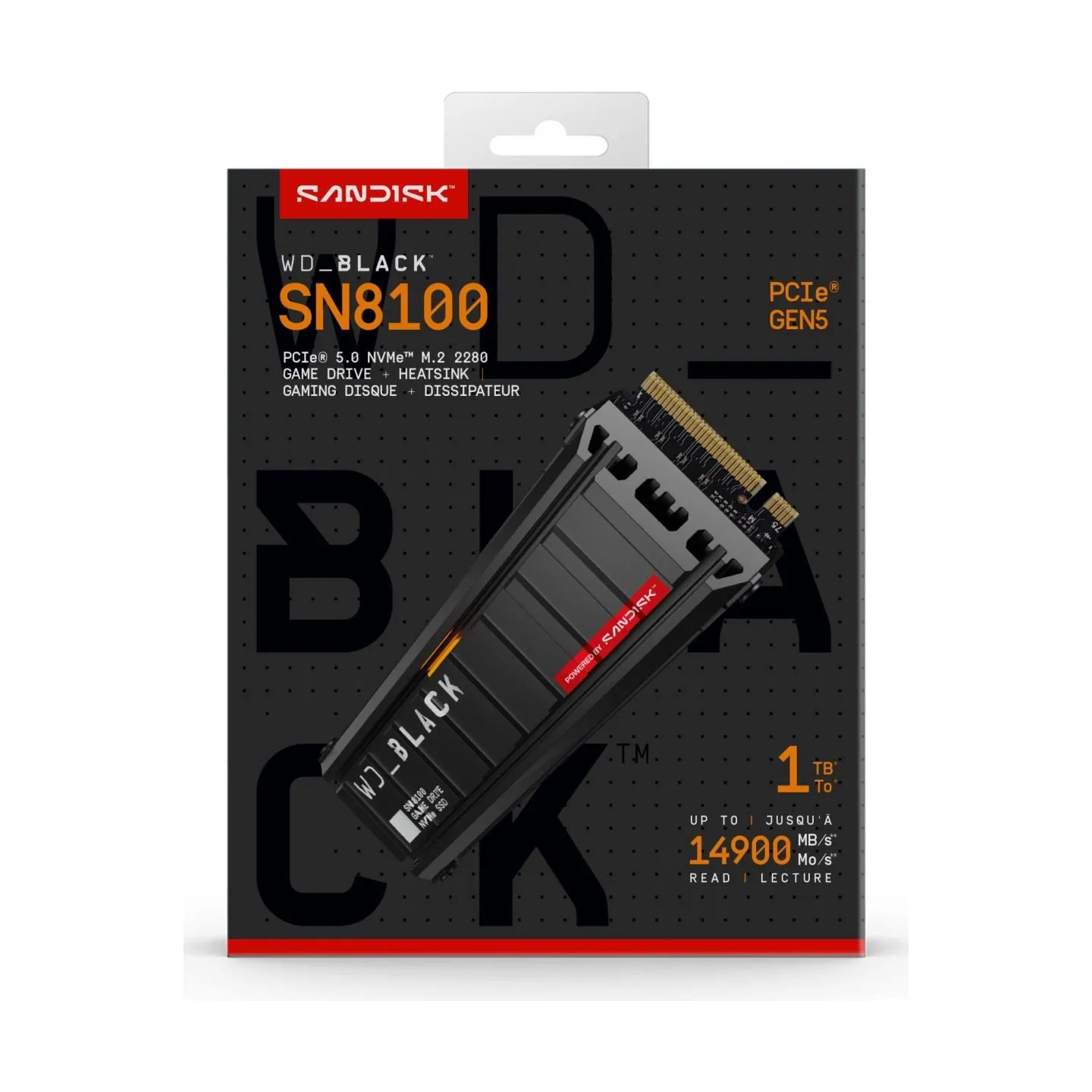Sandisk SSD|SANDISK|2400xTBW rating|NVMe Yes|PCI Express 5.0|M.2|1000 GB|WDS100T1XHM-00CMT0