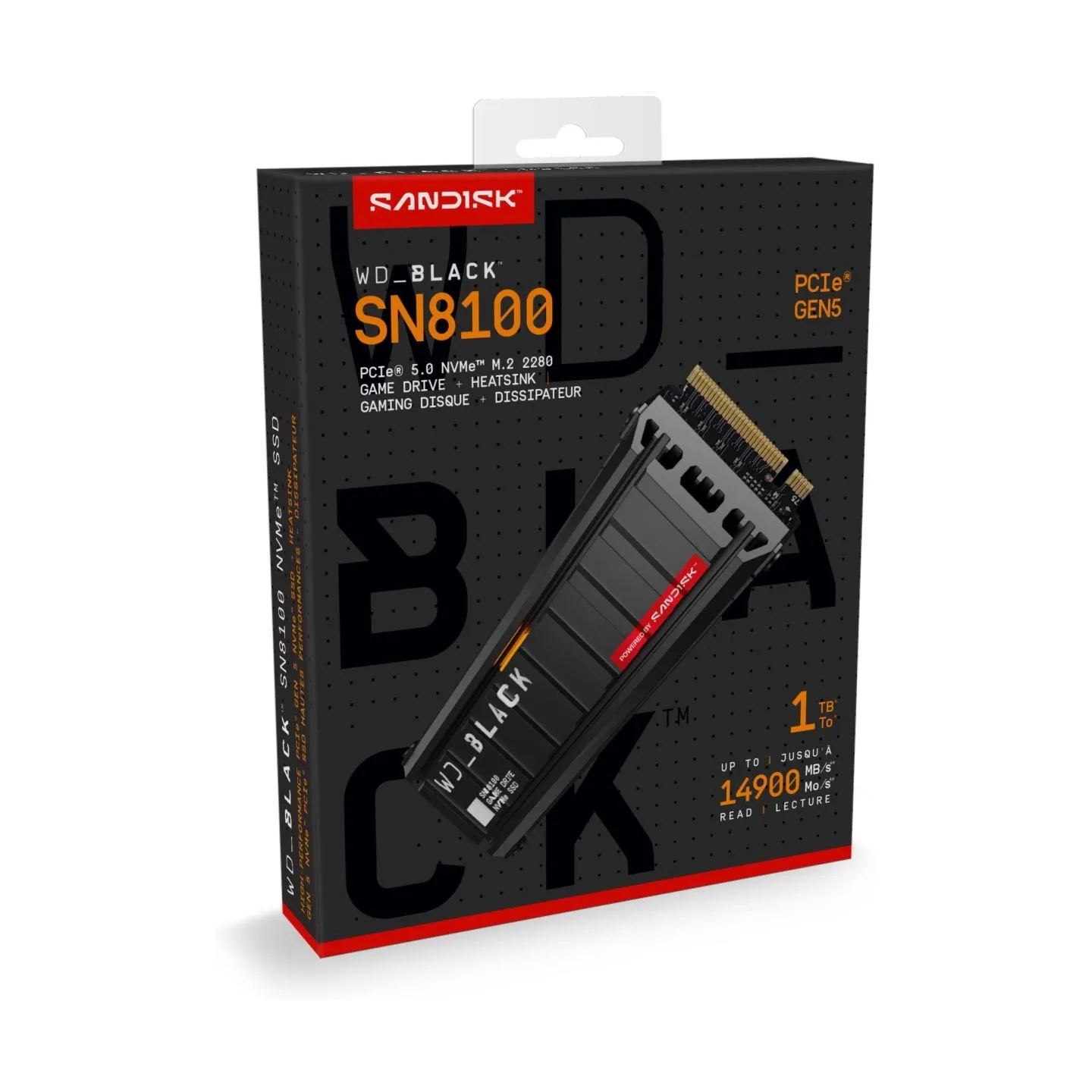 Sandisk SSD|SANDISK|2400xTBW rating|NVMe Yes|PCI Express 5.0|M.2|1000 GB|WDS100T1XHM-00CMT0