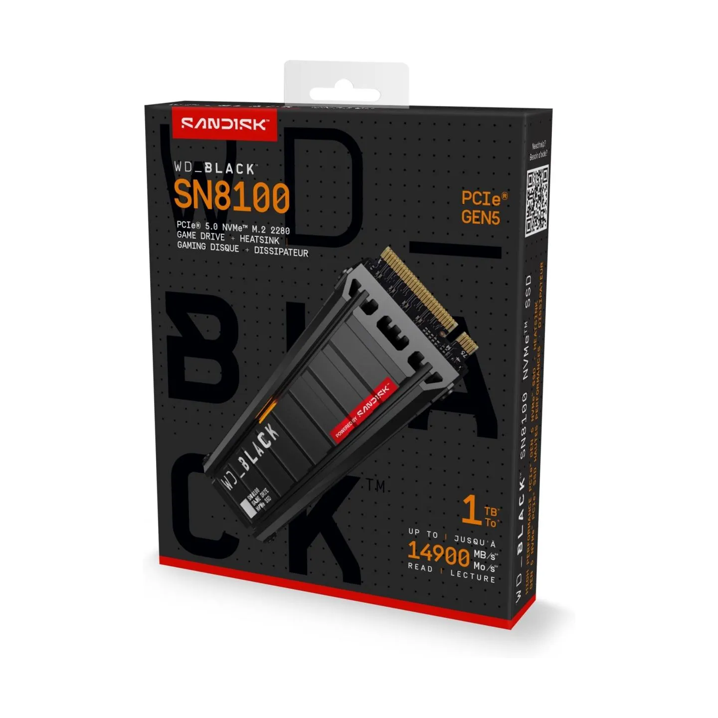 Sandisk SSD|SANDISK|2400xTBW rating|NVMe Yes|PCI Express 5.0|M.2|1000 GB|WDS100T1XHM-00CMT0