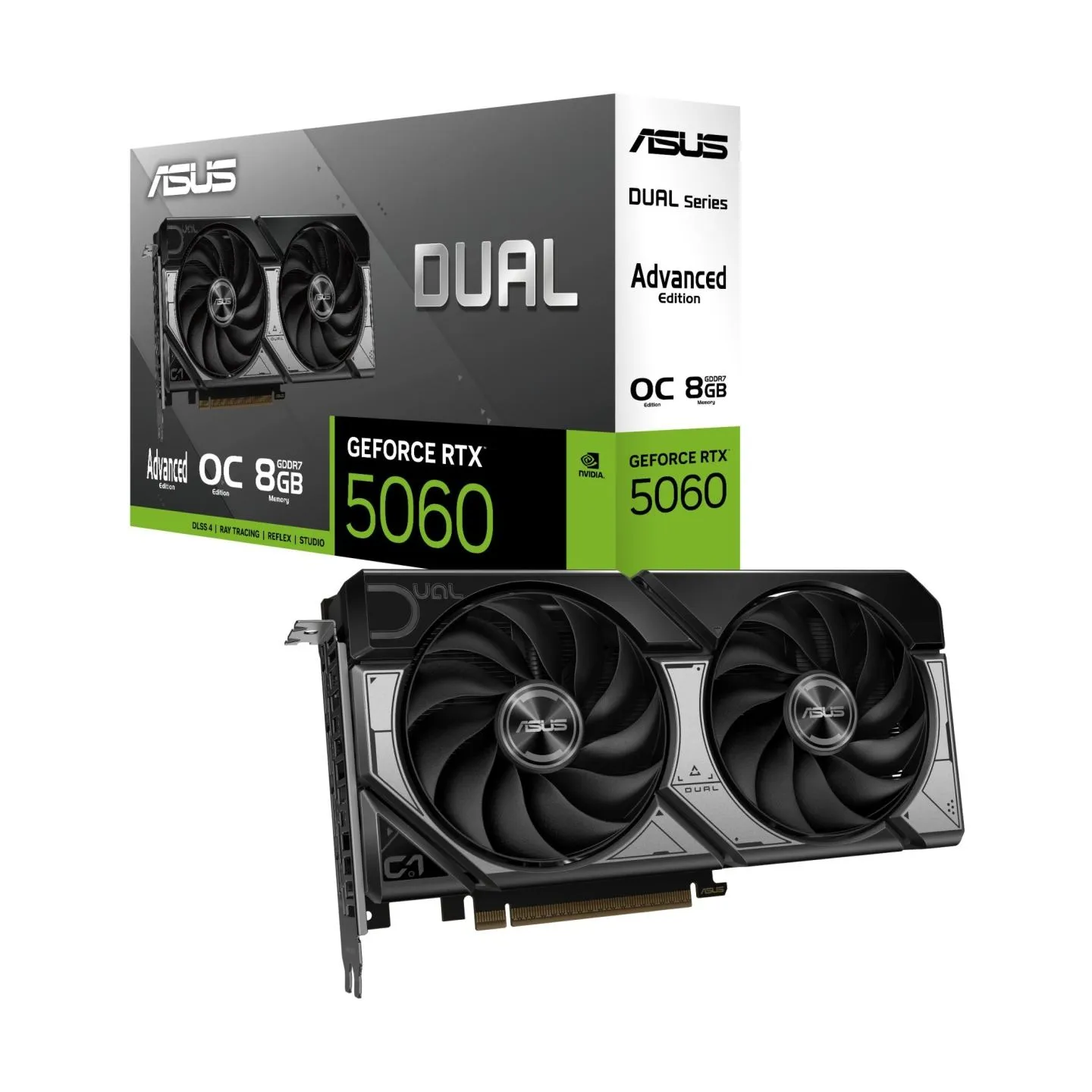 Asus Graphics Card|ASUS|NVIDIA|GeForce RTX 5060|8 GB|GDDR7|128 bit|PCI Express 5.0|Active|DUAL-RTX5060-O8G-A