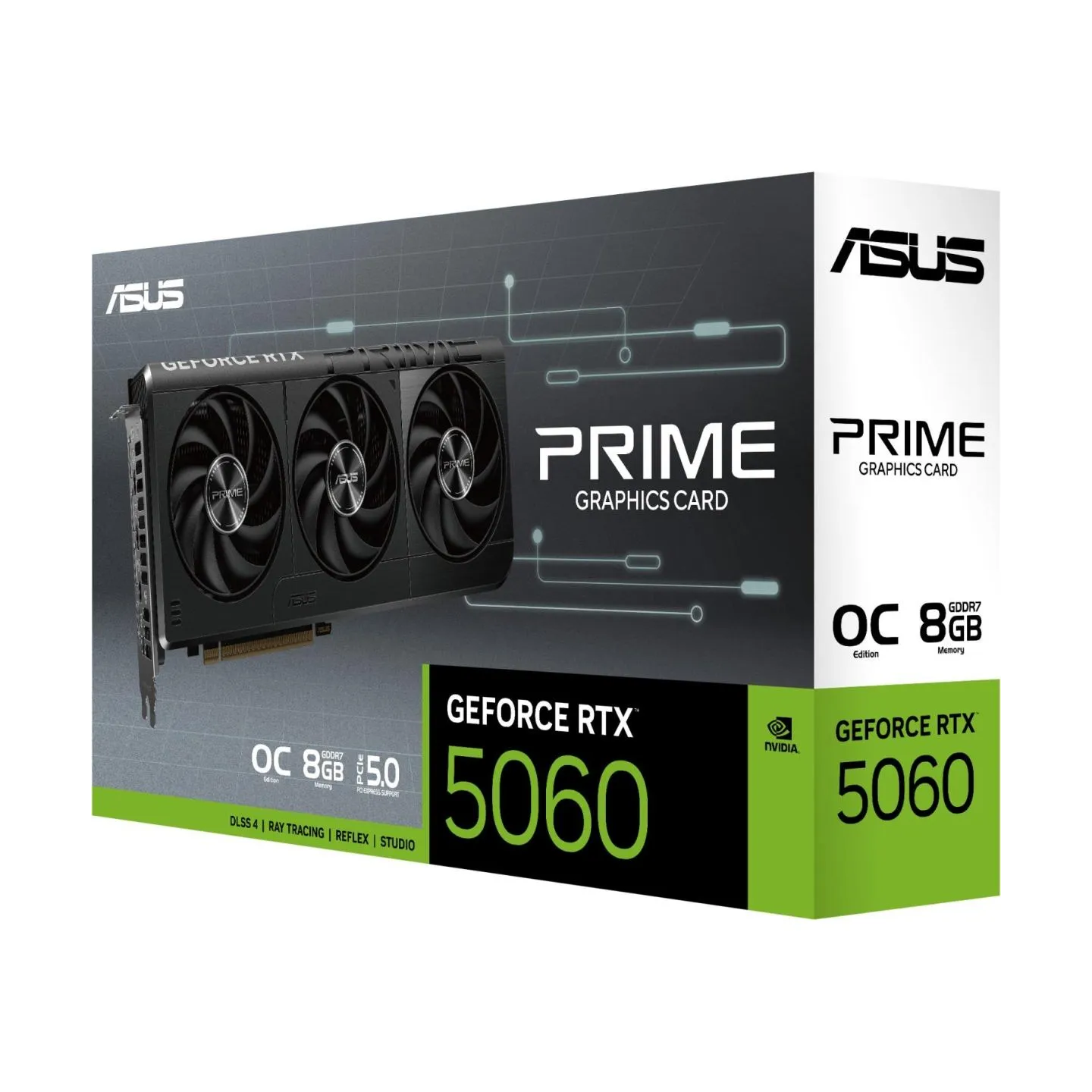 Asus Graphics Card|ASUS|NVIDIA|GeForce RTX 5060|8 GB|GDDR7|128 bit|PCI Express 5.0|Active|PRIME-RTX5060-O8G