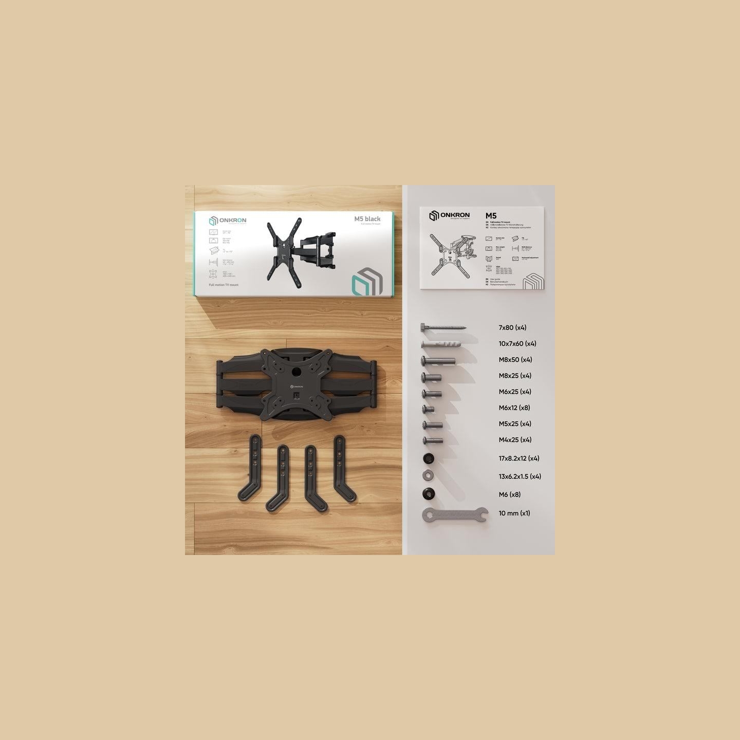 Onkron TV SET ACC WALL MOUNT /37-70"/BLACK M5-B ONKRON