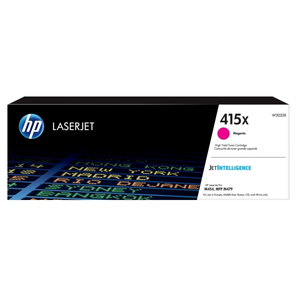 HP 415X High Capacity Magenta Laser Toner Cartridge, 6000 pages, for HP Color LaserJet Pro M454, M479 / W2033X